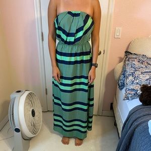 Striped green maxi dress